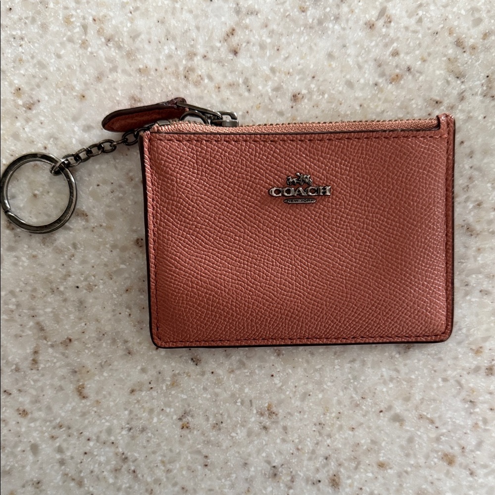 Coach Rose Card Holder with Keychain